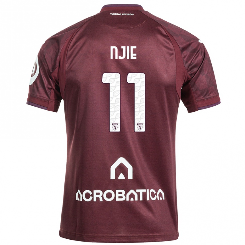 Kids Football Alieu Njie #11 Maroon White Home Jersey 2024/25 T-Shirt Australia