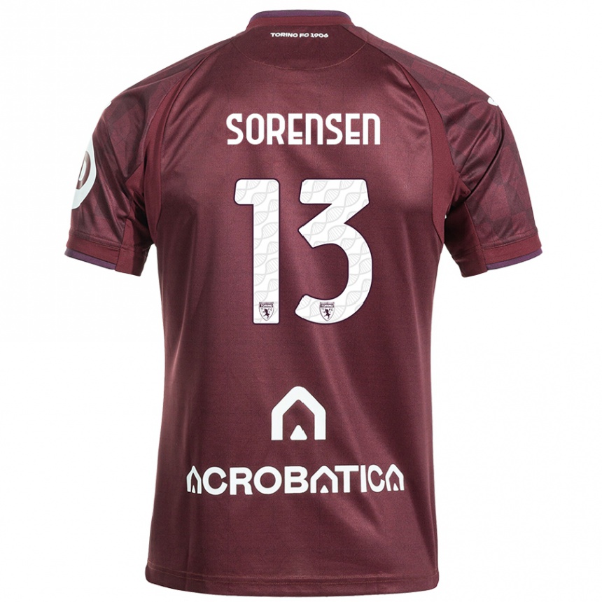 Kids Football Ben Sørensen #13 Maroon White Home Jersey 2024/25 T-Shirt Australia