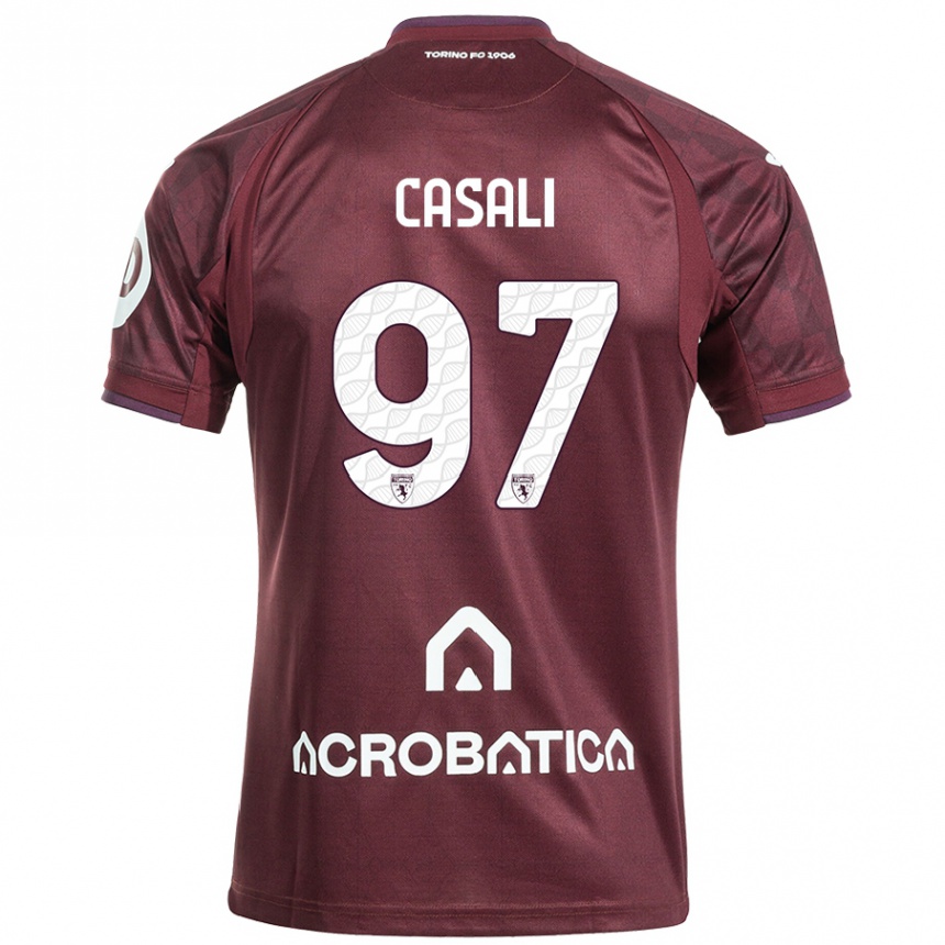 Kids Football Michele Casali #97 Maroon White Home Jersey 2024/25 T-Shirt Australia