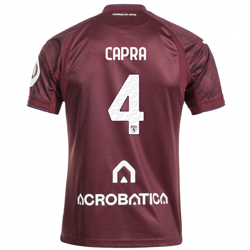 Kids Football Valentina Capra #4 Maroon White Home Jersey 2024/25 T-Shirt Australia