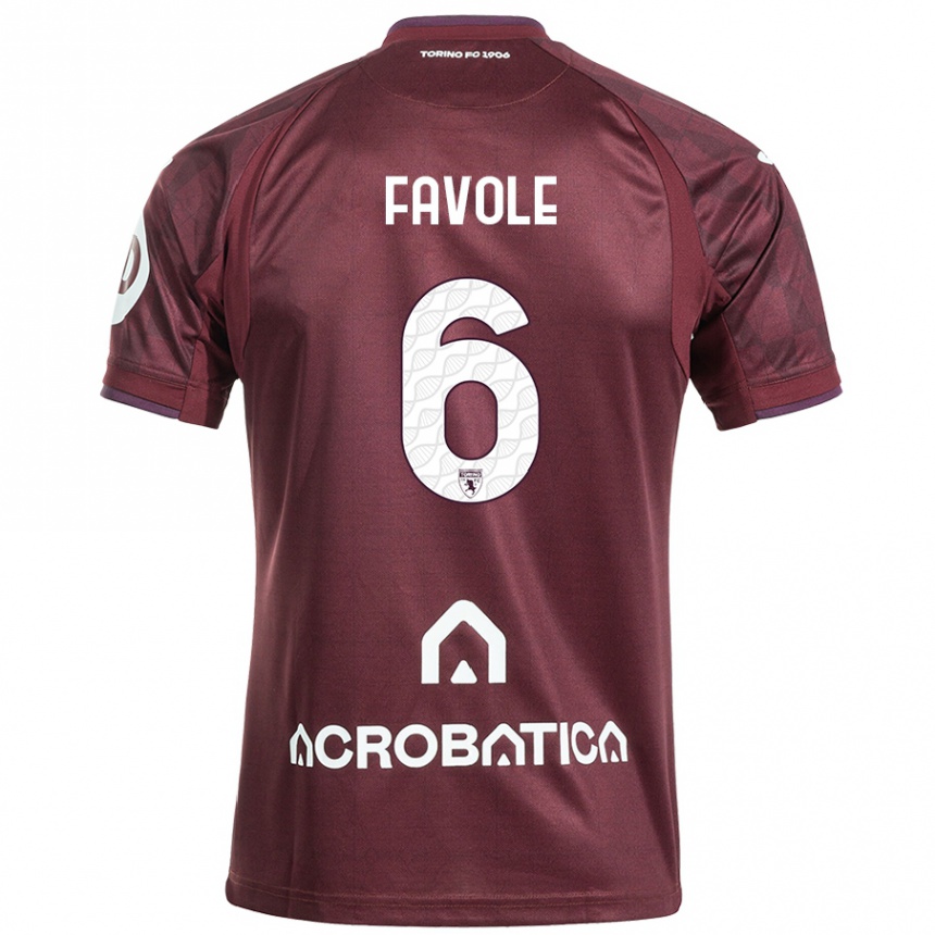 Kids Football Stefania Favole #6 Maroon White Home Jersey 2024/25 T-Shirt Australia