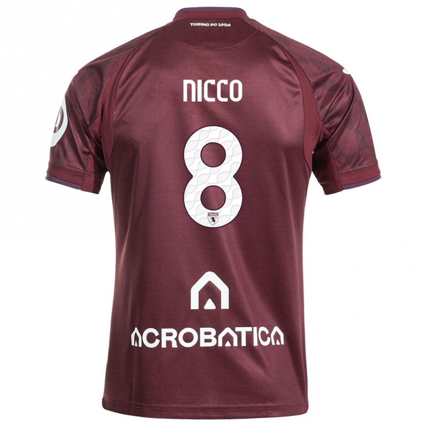 Kids Football Giada Nicco #8 Maroon White Home Jersey 2024/25 T-Shirt Australia