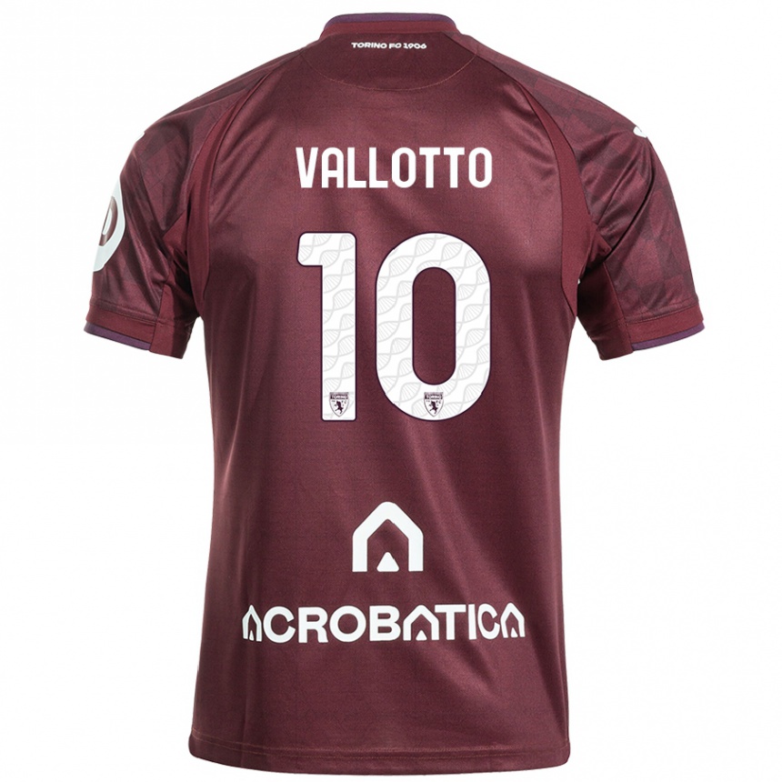 Kids Football Greta Vallotto #10 Maroon White Home Jersey 2024/25 T-Shirt Australia