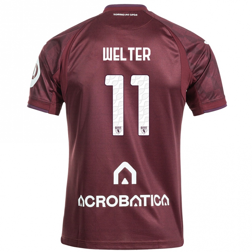 Kids Football Francesca Welter #11 Maroon White Home Jersey 2024/25 T-Shirt Australia