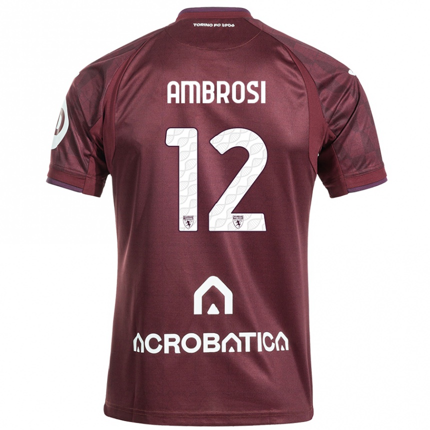 Kids Football Martina Ambrosi #12 Maroon White Home Jersey 2024/25 T-Shirt Australia