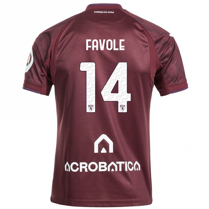 Kids Football Annalisa Favole #14 Maroon White Home Jersey 2024/25 T-Shirt Australia