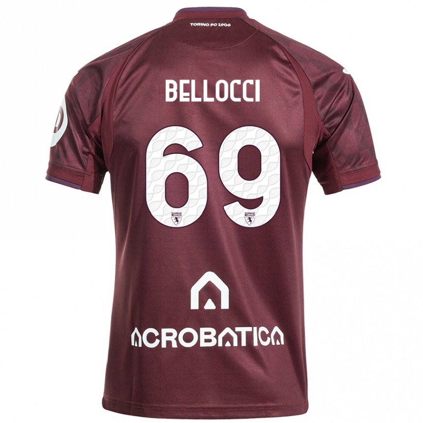 Kids Football Andrea Bellocci #69 Maroon White Home Jersey 2024/25 T-Shirt Australia