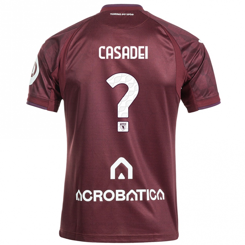 Kids Football Edoardo Casadei #0 Maroon White Home Jersey 2024/25 T-Shirt Australia