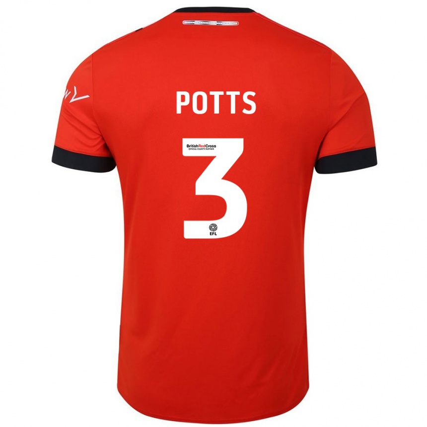 Kids Football Dan Potts #3 Orange Black Home Jersey 2024/25 T-Shirt Australia