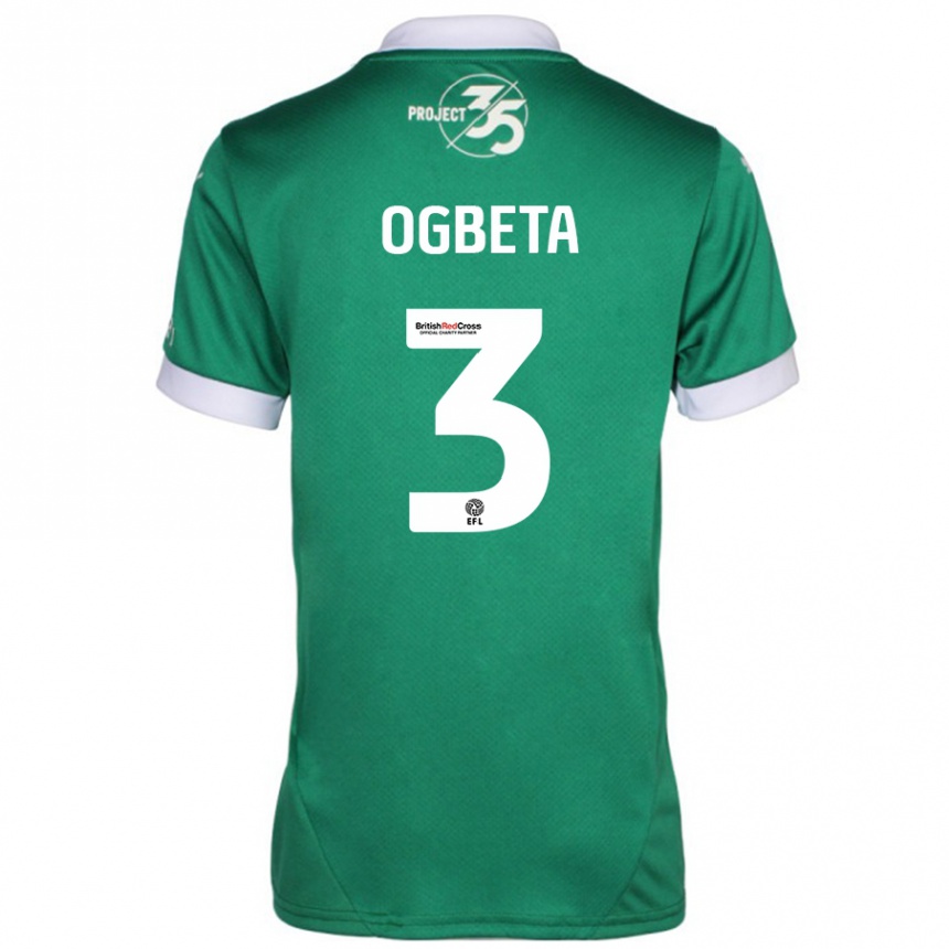 Kids Football Nathanael Ogbeta #3 Green White Home Jersey 2024/25 T-Shirt Australia