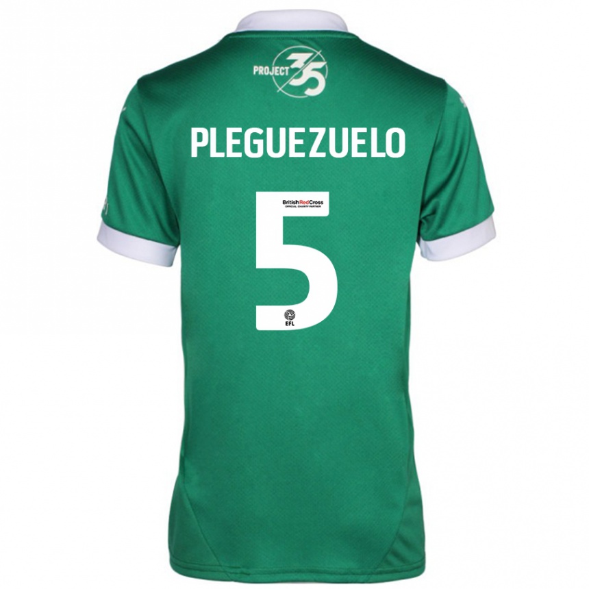 Kids Football Julio Pleguezuelo #5 Green White Home Jersey 2024/25 T-Shirt Australia