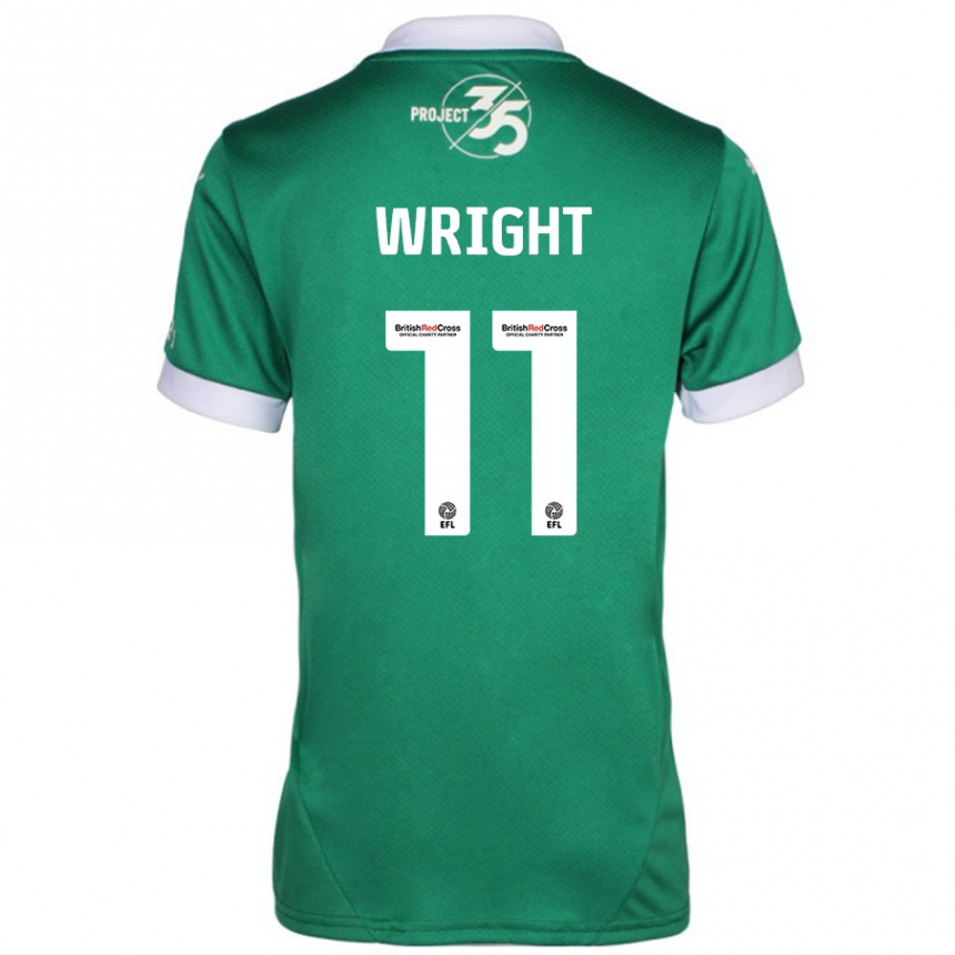 Kids Football Callum Wright #11 Green White Home Jersey 2024/25 T-Shirt Australia