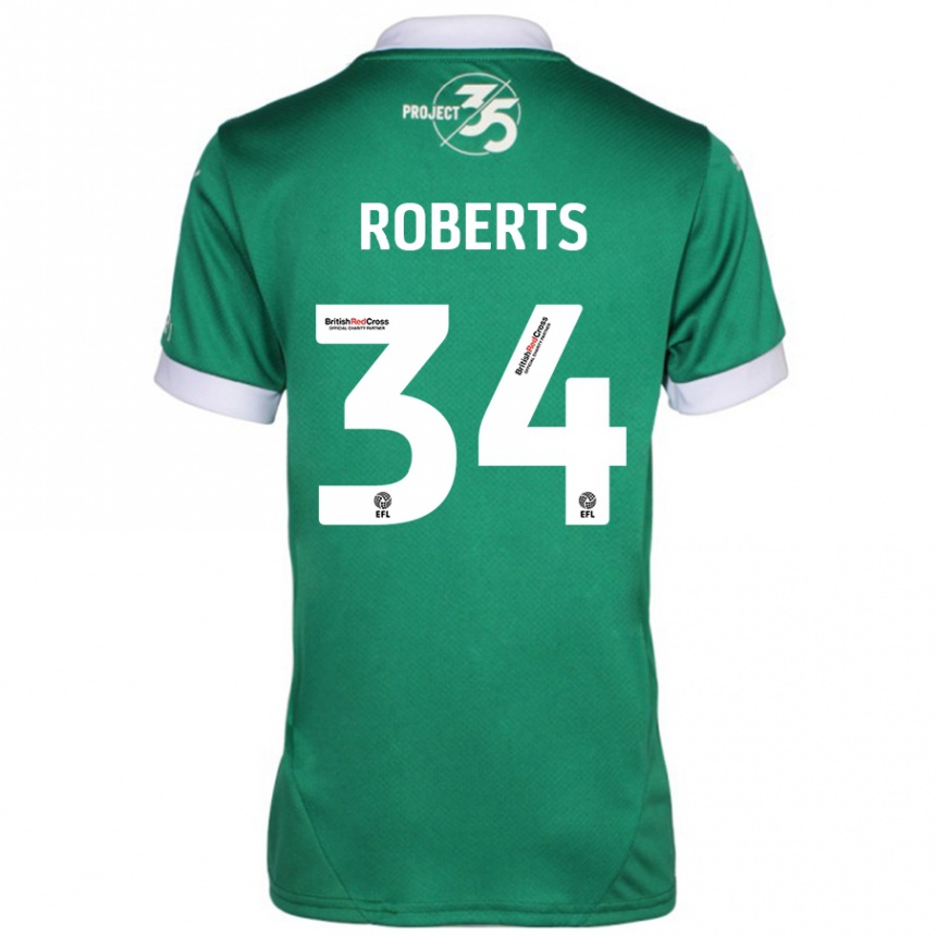 Kids Football Caleb Roberts #34 Green White Home Jersey 2024/25 T-Shirt Australia