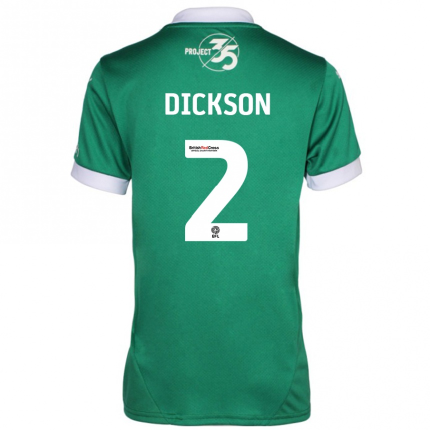 Kids Football Katie Dickson #2 Green White Home Jersey 2024/25 T-Shirt Australia