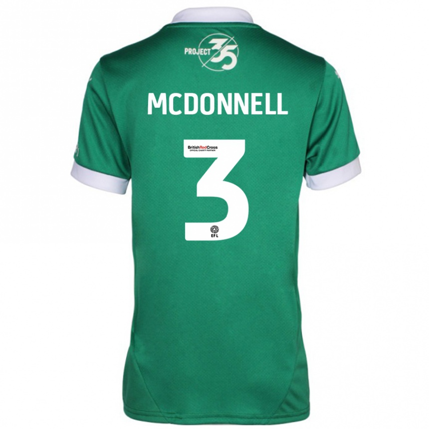 Kids Football Rosie Mcdonnell #3 Green White Home Jersey 2024/25 T-Shirt Australia