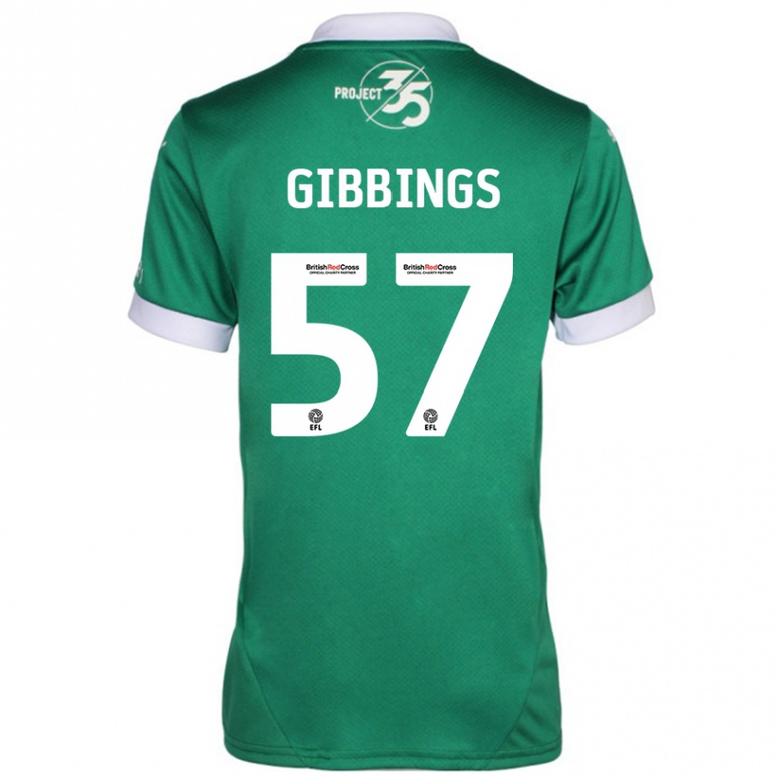 Kids Football Cole Gibbings #57 Green White Home Jersey 2024/25 T-Shirt Australia