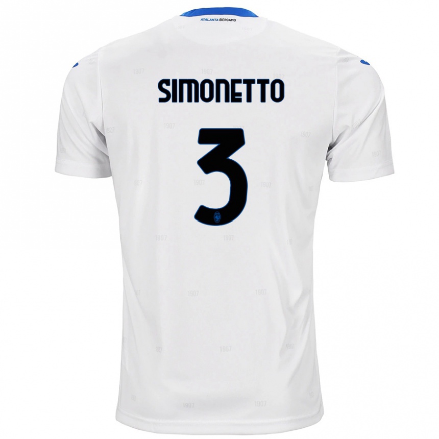 Kids Football Federico Simonetto #3 White Away Jersey 2024/25 T-Shirt Australia