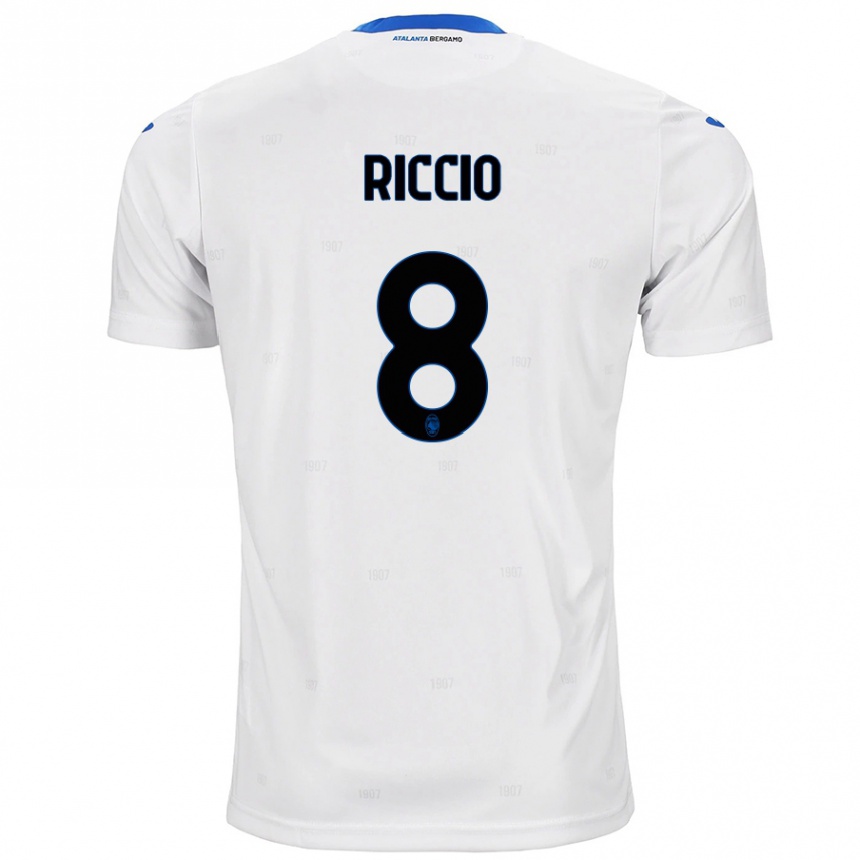 Kids Football Lorenzo Riccio #8 White Away Jersey 2024/25 T-Shirt Australia