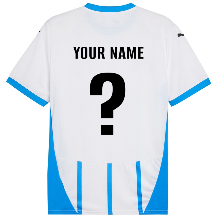 Kids Football Your Name #0 White Blue Away Jersey 2024/25 T-Shirt Australia