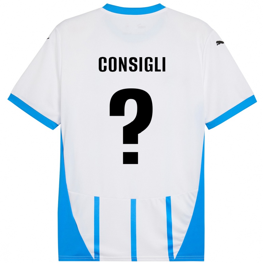 Kids Football Andrea Consigli #0 White Blue Away Jersey 2024/25 T-Shirt Australia