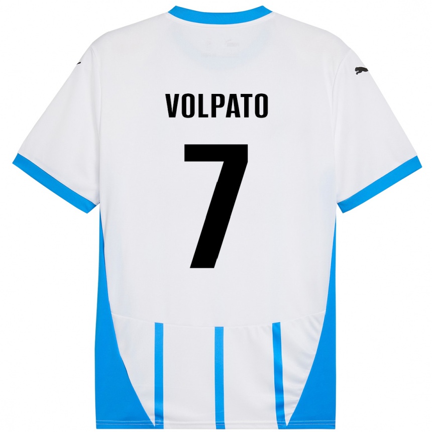 Kids Football Cristian Volpato #7 White Blue Away Jersey 2024/25 T-Shirt Australia