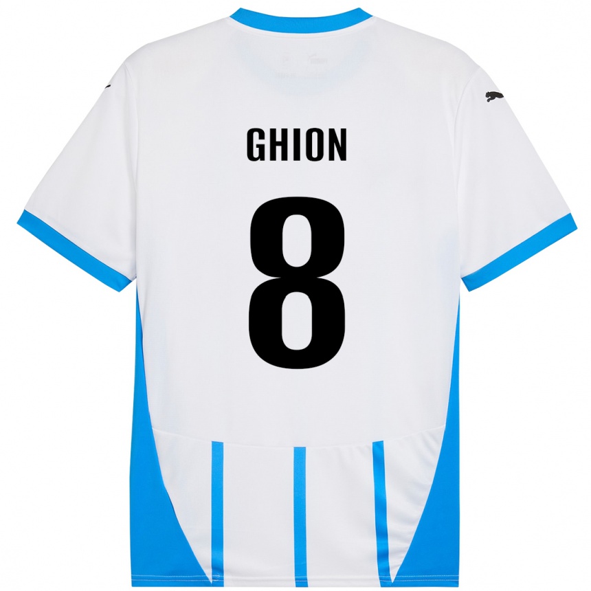 Kids Football Andrea Ghion #8 White Blue Away Jersey 2024/25 T-Shirt Australia