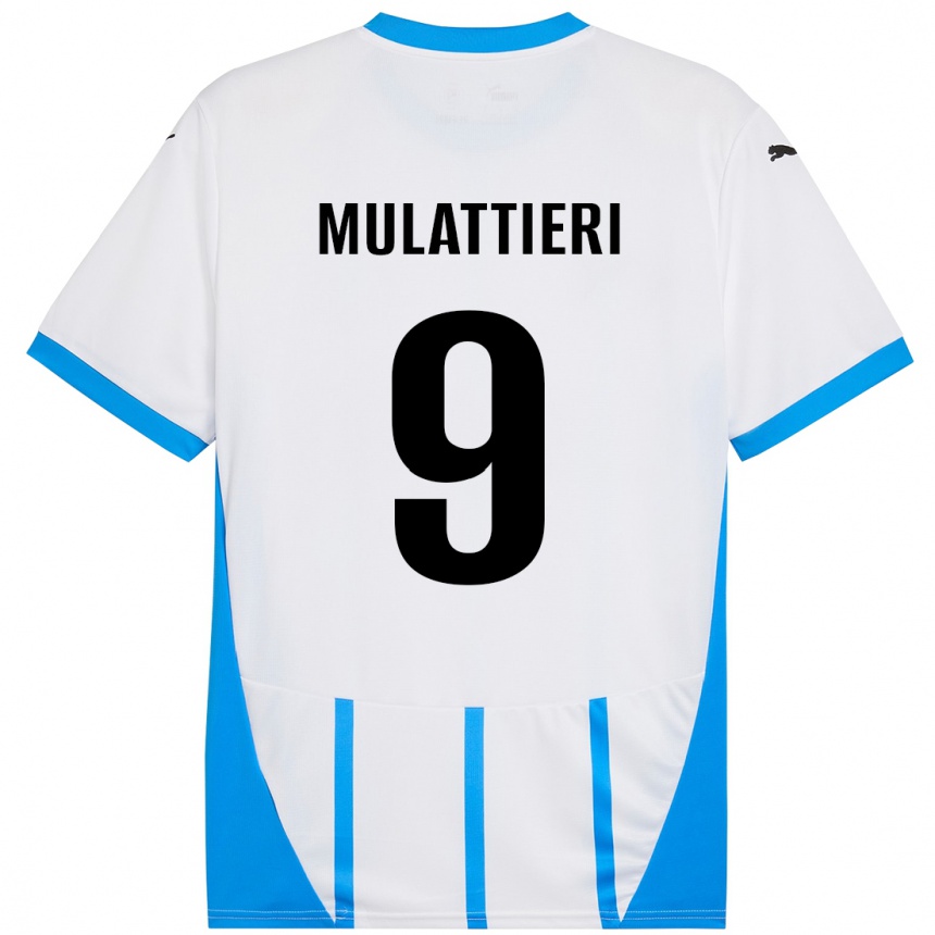 Kids Football Samuele Mulattieri #9 White Blue Away Jersey 2024/25 T-Shirt Australia