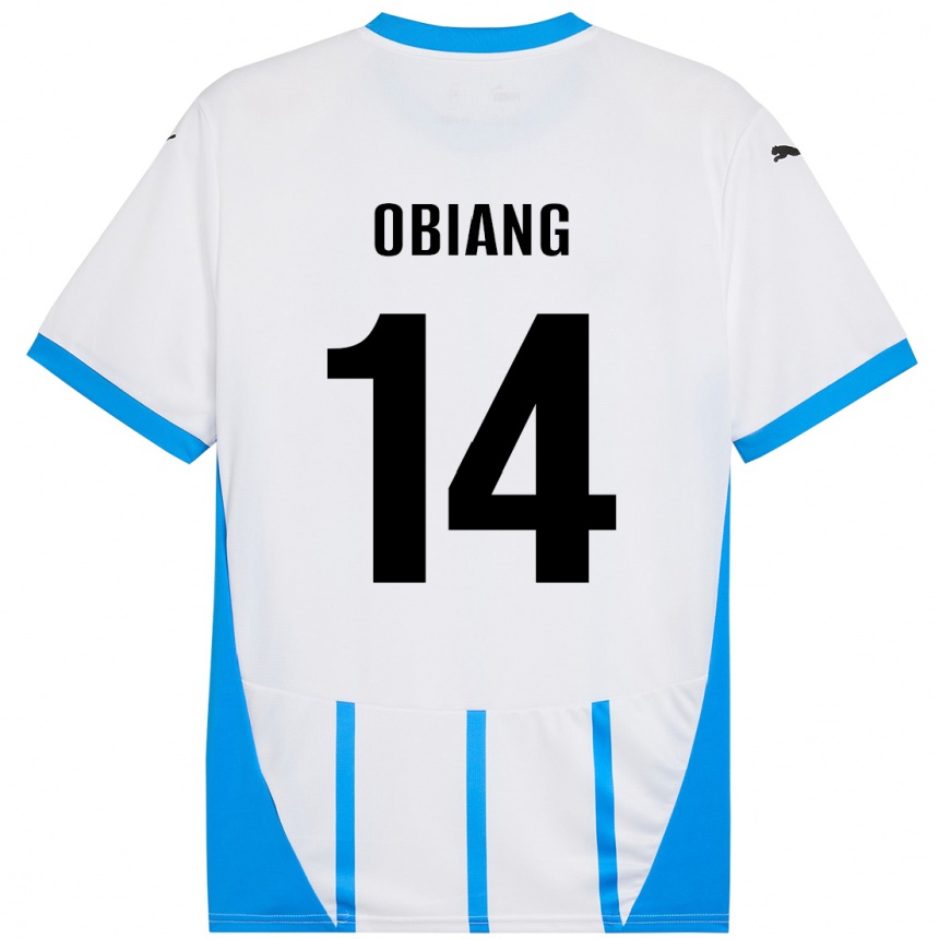 Kids Football Pedro Obiang #14 White Blue Away Jersey 2024/25 T-Shirt Australia