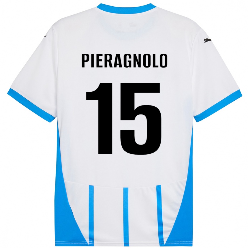 Kids Football Edoardo Pieragnolo #15 White Blue Away Jersey 2024/25 T-Shirt Australia