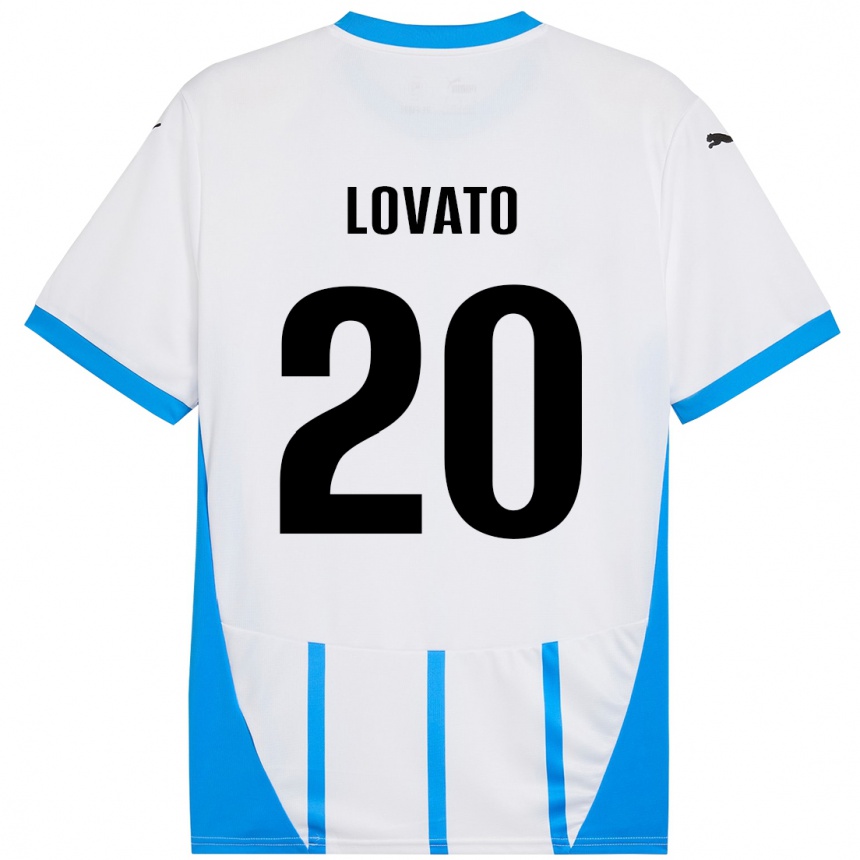 Kids Football Matteo Lovato #20 White Blue Away Jersey 2024/25 T-Shirt Australia