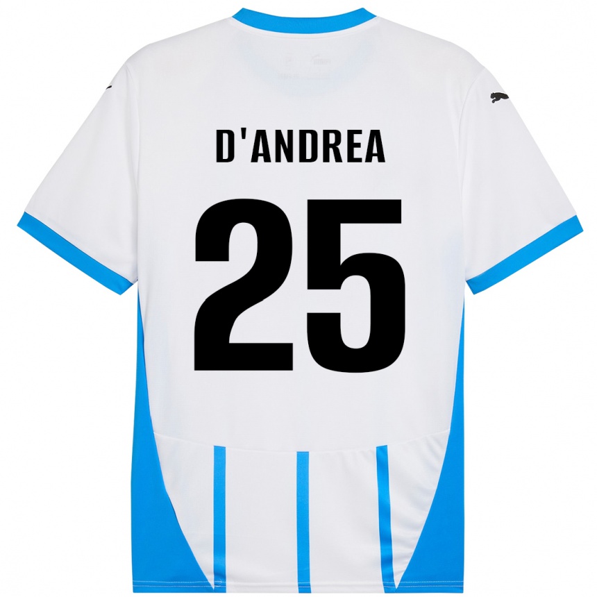 Kids Football Luca D'andrea #25 White Blue Away Jersey 2024/25 T-Shirt Australia