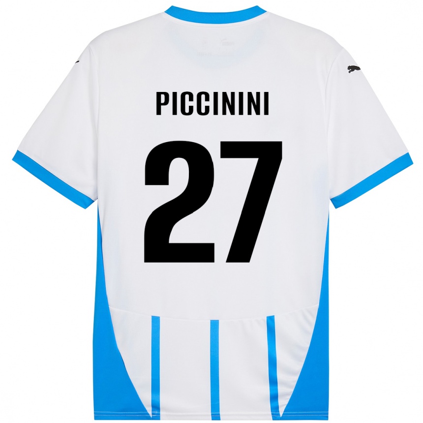 Kids Football Stefano Piccinini #27 White Blue Away Jersey 2024/25 T-Shirt Australia