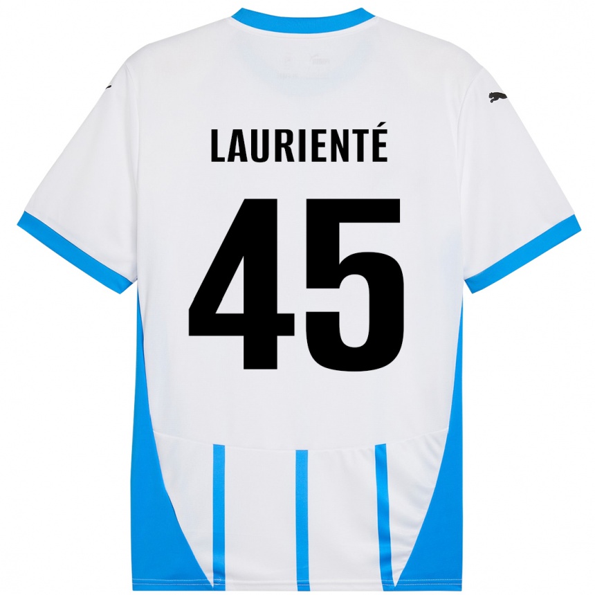 Kids Football Armand Laurienté #45 White Blue Away Jersey 2024/25 T-Shirt Australia