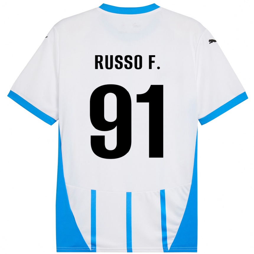 Kids Football Flavio Russo #91 White Blue Away Jersey 2024/25 T-Shirt Australia