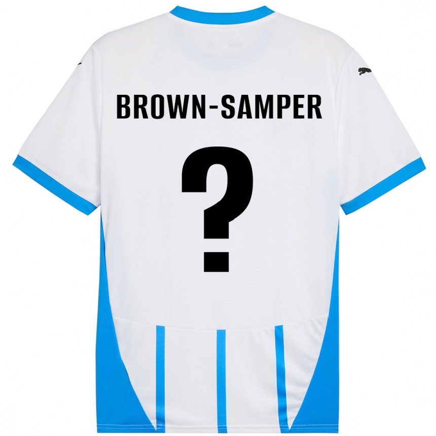 Kids Football Isaac Brown-Samper #0 White Blue Away Jersey 2024/25 T-Shirt Australia