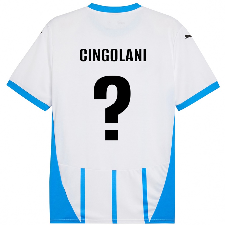 Kids Football Matteo Cingolani #0 White Blue Away Jersey 2024/25 T-Shirt Australia