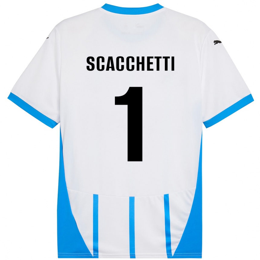 Kids Football Alessandro Scacchetti #1 White Blue Away Jersey 2024/25 T-Shirt Australia