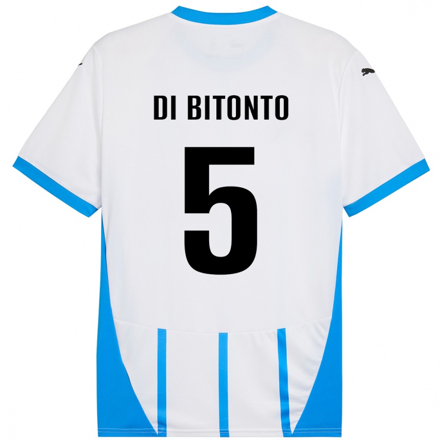 Kids Football Alessandro Di Bitonto #5 White Blue Away Jersey 2024/25 T-Shirt Australia