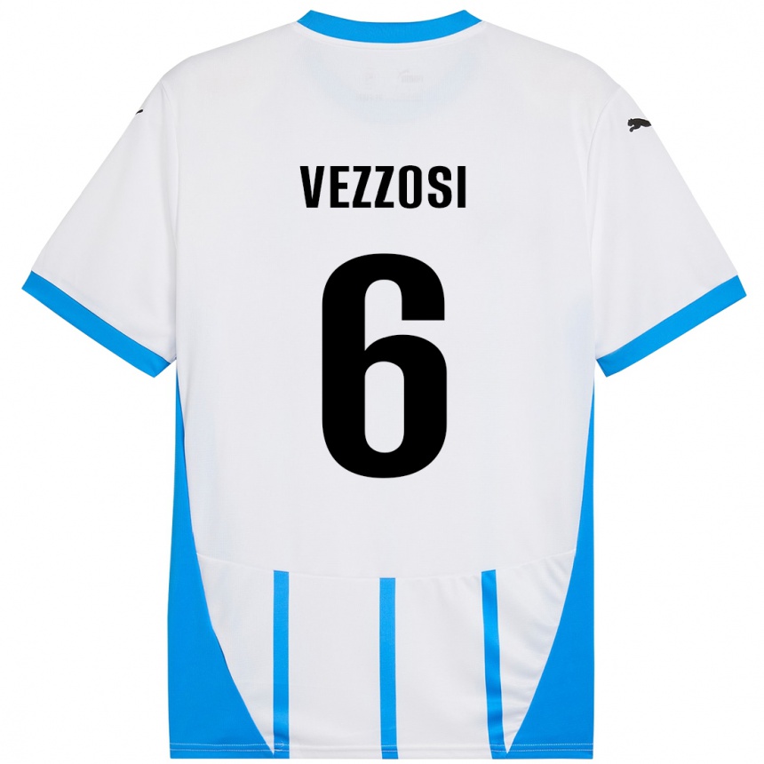 Kids Football Giorgio Vezzosi #6 White Blue Away Jersey 2024/25 T-Shirt Australia