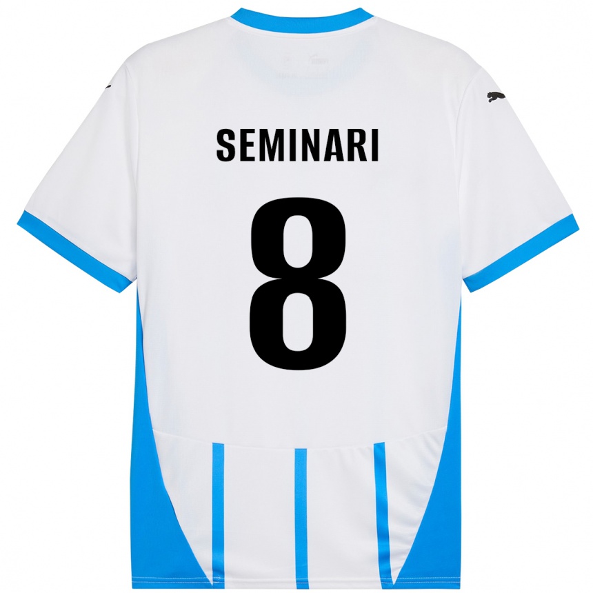 Kids Football Giacomo Seminari #8 White Blue Away Jersey 2024/25 T-Shirt Australia