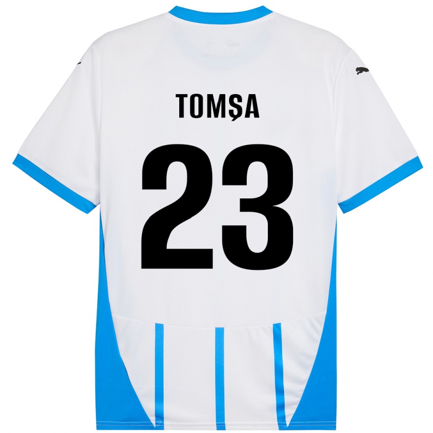 Kids Football Troy Tomșa #23 White Blue Away Jersey 2024/25 T-Shirt Australia