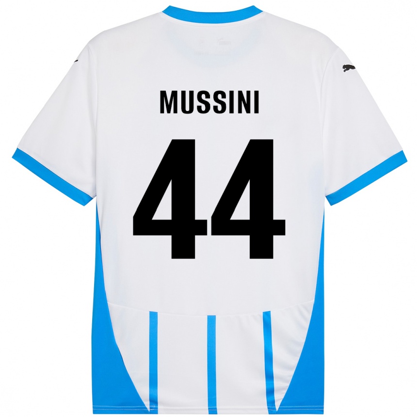 Kids Football Andrea Mussini #44 White Blue Away Jersey 2024/25 T-Shirt Australia