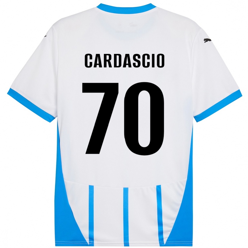 Kids Football Alessandro Cardascio #70 White Blue Away Jersey 2024/25 T-Shirt Australia