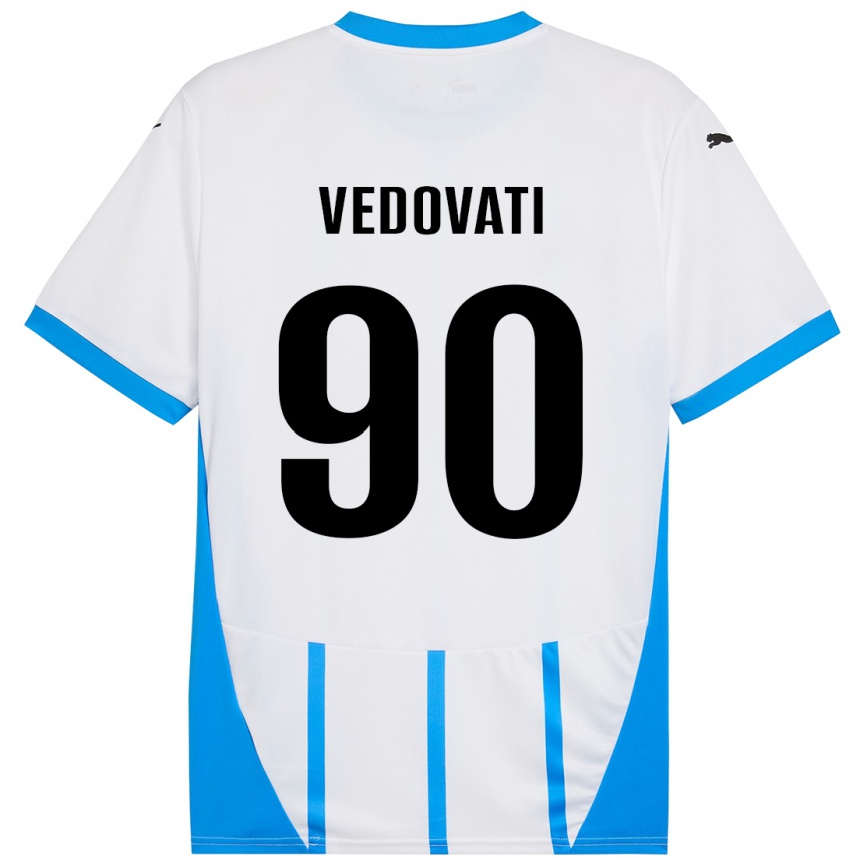 Kids Football Gabriele Vedovati #90 White Blue Away Jersey 2024/25 T-Shirt Australia