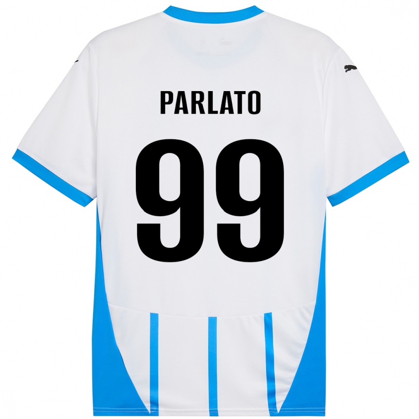 Kids Football Claudio Parlato #99 White Blue Away Jersey 2024/25 T-Shirt Australia