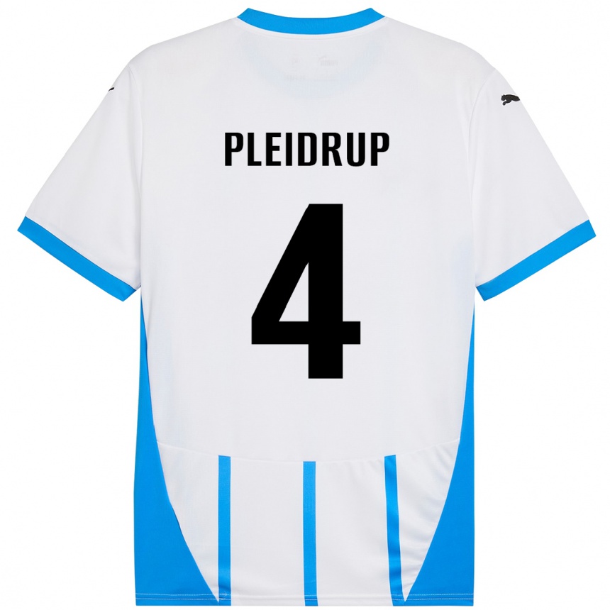 Kids Football Caroline Pleidrup #4 White Blue Away Jersey 2024/25 T-Shirt Australia