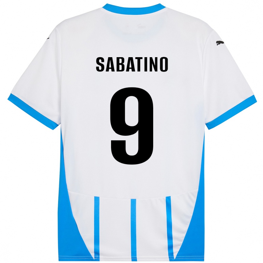 Kids Football Daniela Sabatino #9 White Blue Away Jersey 2024/25 T-Shirt Australia