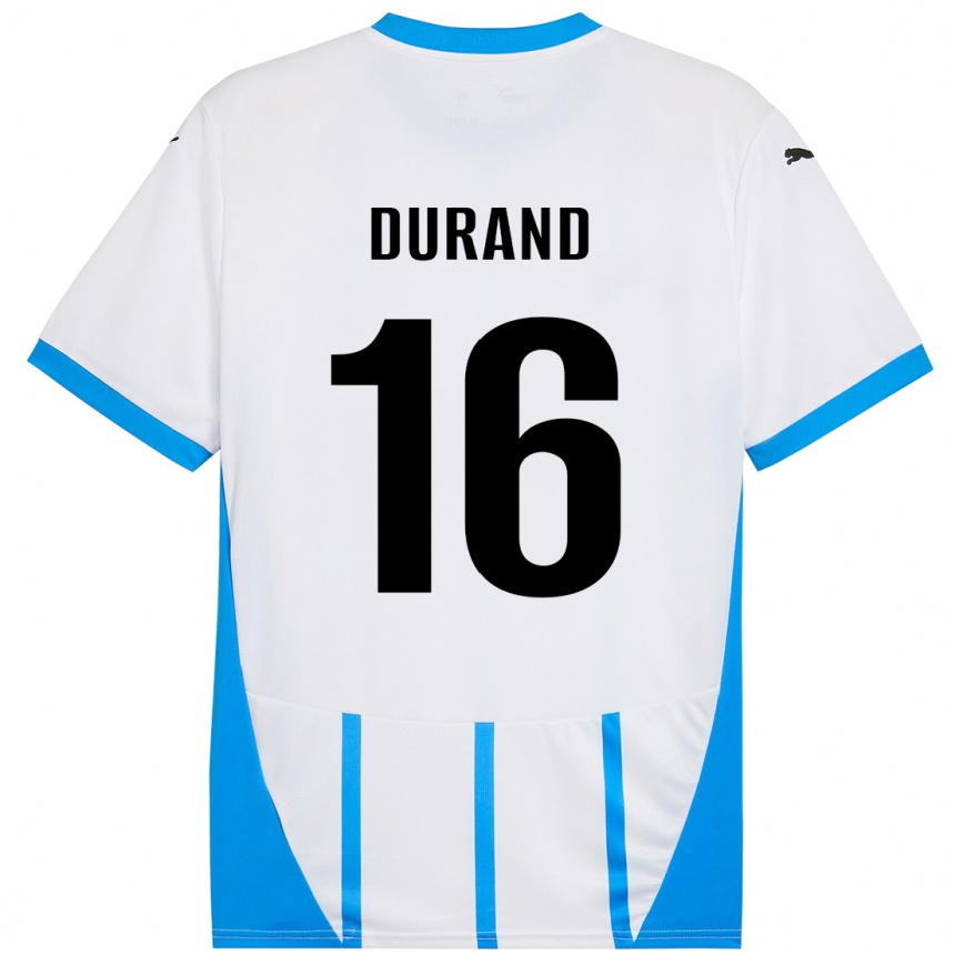 Kids Football Solène Durand #16 White Blue Away Jersey 2024/25 T-Shirt Australia