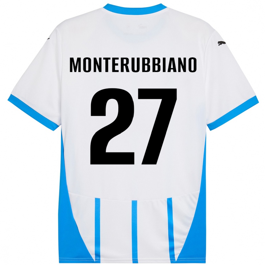 Kids Football Valeria Monterubbiano #27 White Blue Away Jersey 2024/25 T-Shirt Australia