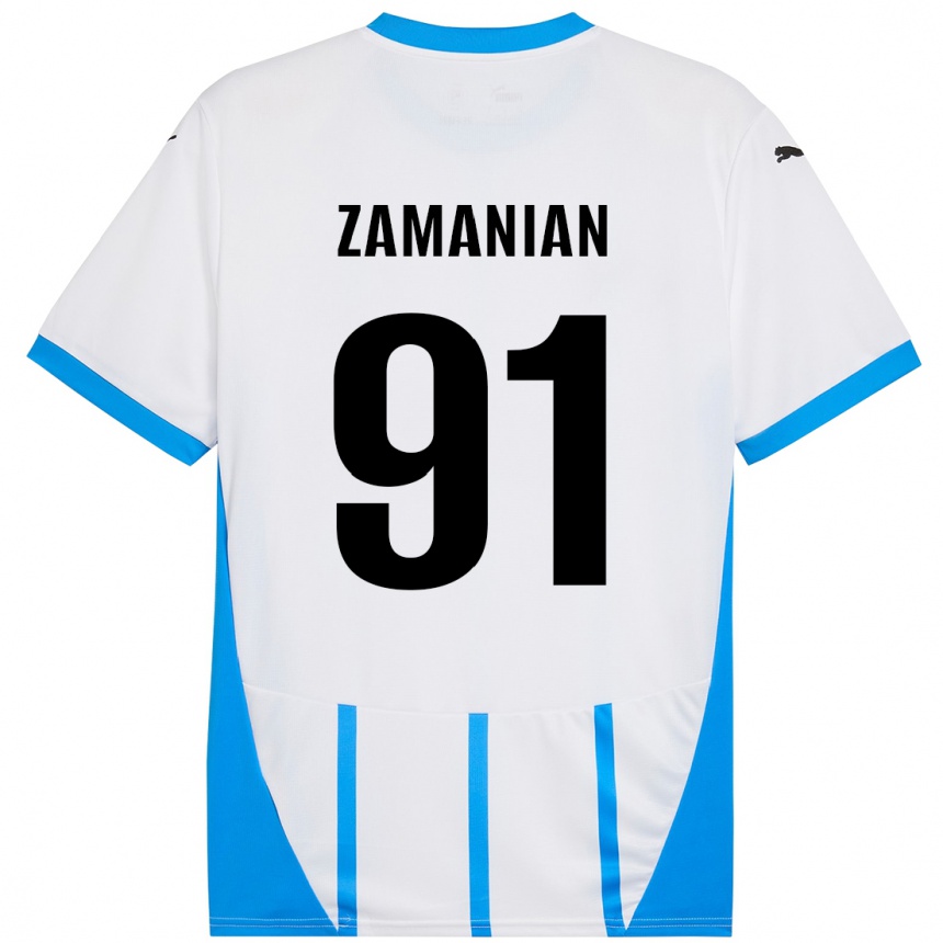 Kids Football Annahita Zamanian #91 White Blue Away Jersey 2024/25 T-Shirt Australia